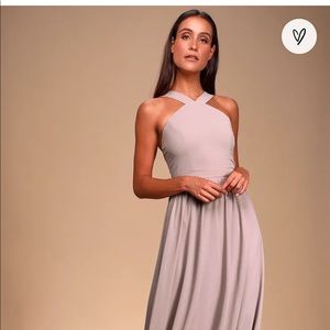 Lulus “Air of Romance Taupe Maxi Dress”
